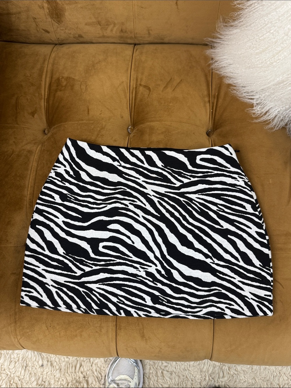 Naked Wardrobe Zebra Print Mini Skirt - Black & White